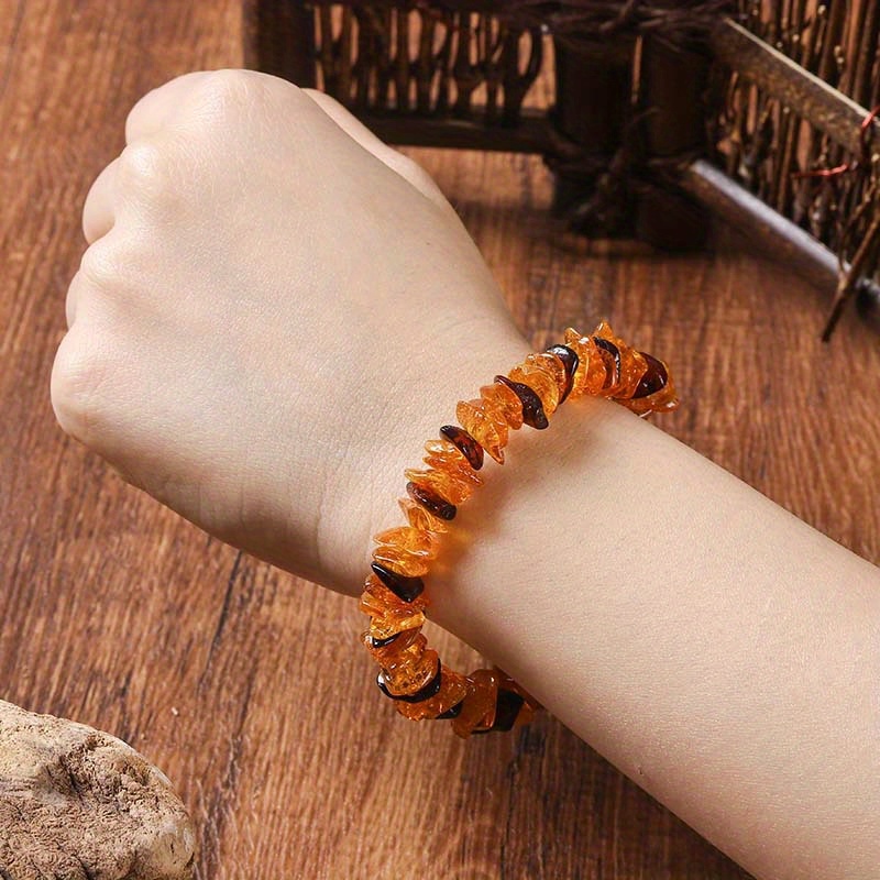 

Natural Amber Beads| Natural Amber Bracelet With Geometric Square Beads - Rustic Orange-, Ideal For Casual Attire & Special Gifts, Gift Bracelet||amber Bead Bracelet, Beads For Jewelry Making