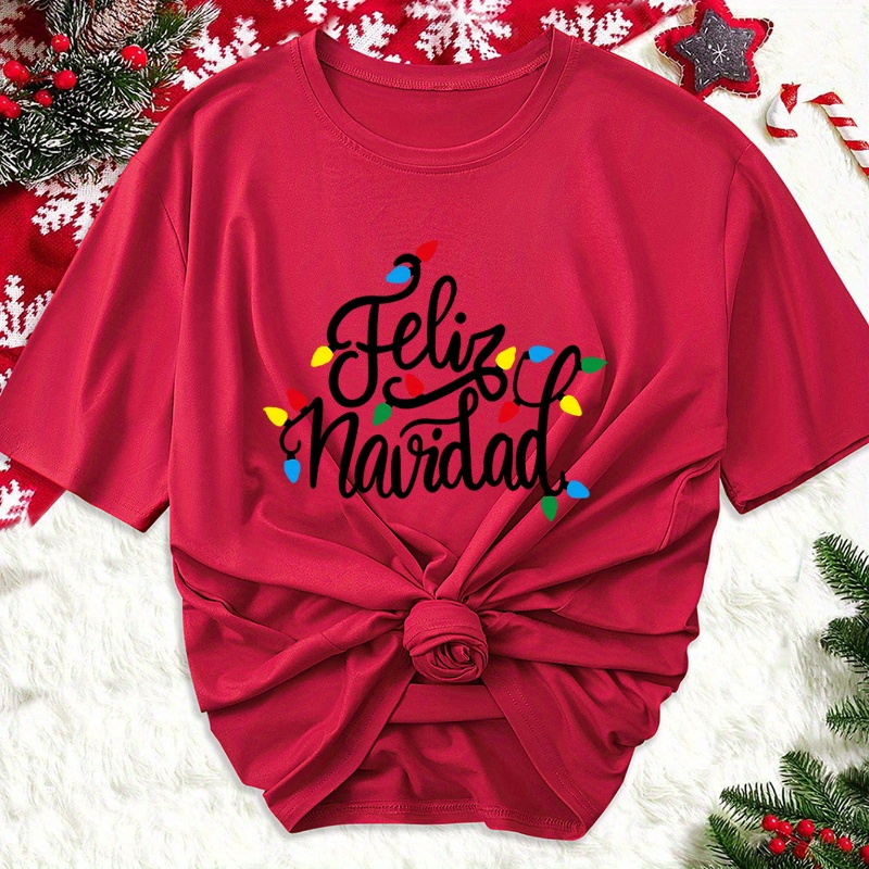 

Navidad -, Women's Tee, Polyester , Regular Length, Christmas ,