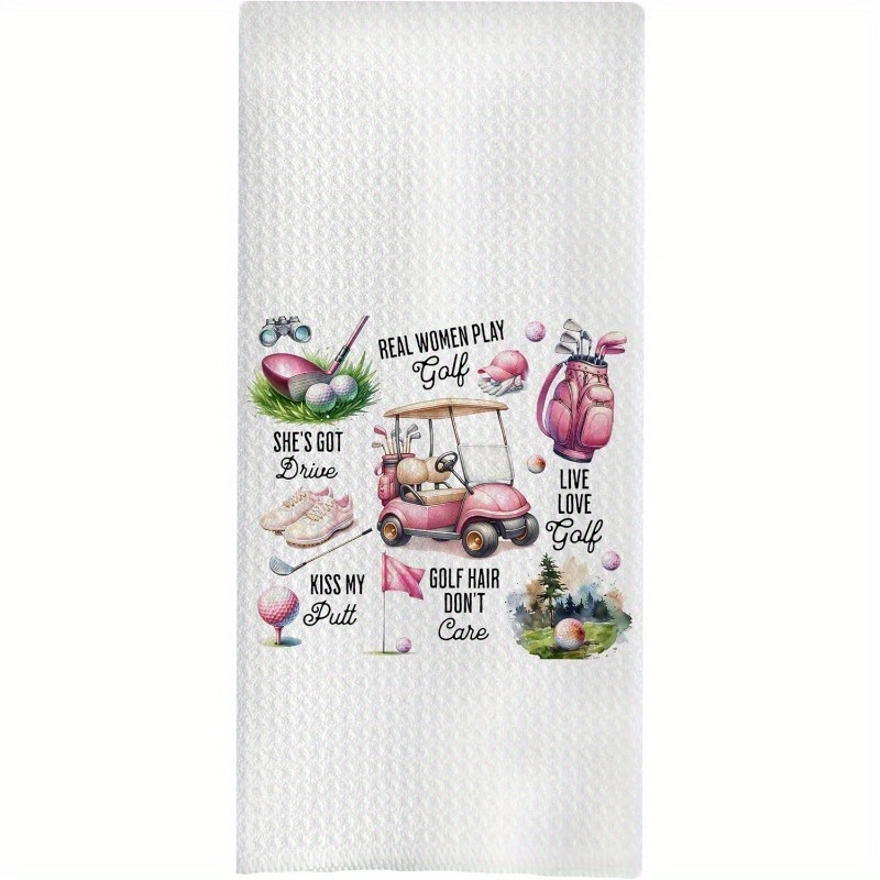 

Golf-themed Polyester Kitchen Towel - Super Dish Cloth, Cartoon Golf Motif Hand Towel For Golf Enthusiasts, , Machine Washable - Women's Golf Accessories Gift, 1 Piece Set (18x26 Inches)