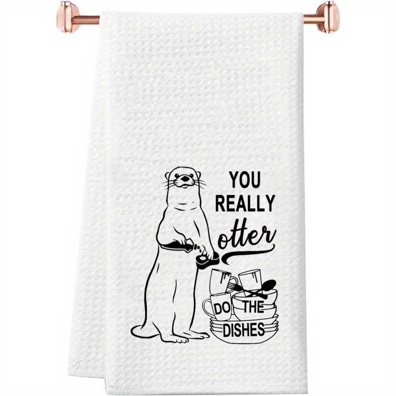 

Polyester Kitchen Towel - 18x26 Inch, Modern Design, Perfect Gift For Otter Lovers, Machine Washable