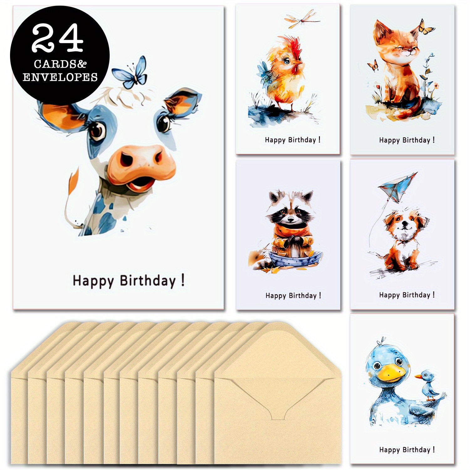 

24-pack Birthday Greeting Cards With Envelopes, Cute Animal Designs, Holiday Cards For , 6 Unique Themes, Christmas, Thanksgiving, And Gifts