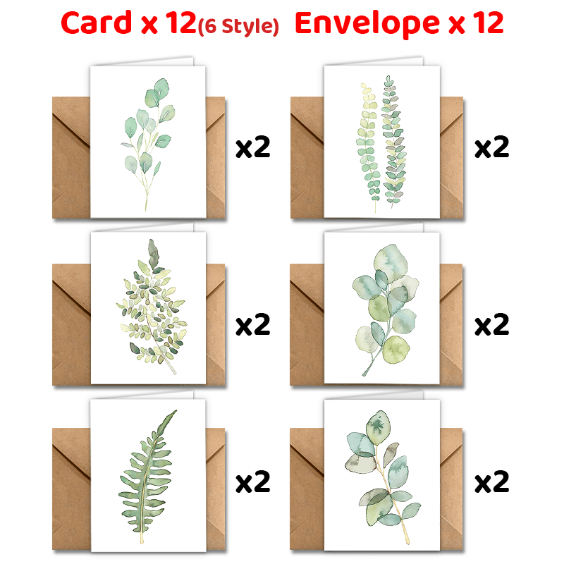 

24 Pack Assorted Botanical Greeting Cards With Envelopes - Blank Cards For Christmas, New Year, Thank You, , Good Luck - Ideal For Holidays, Weddings, Anniversaries