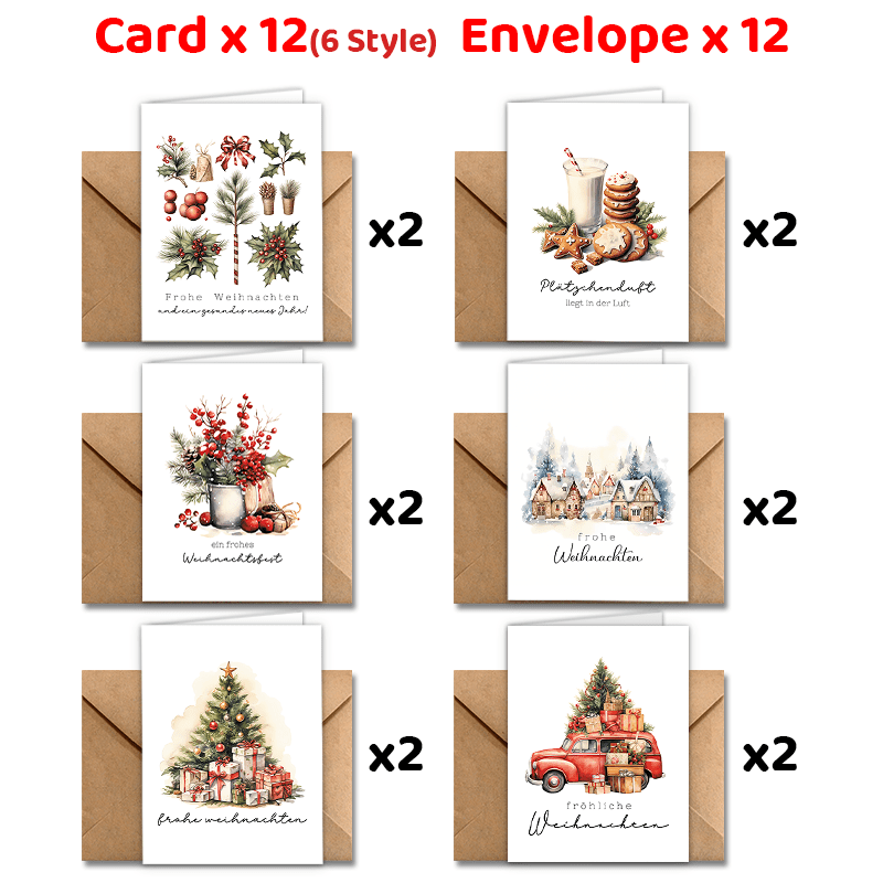 

24pcs Christmas Greeting Envelopes - For Wishes, & You