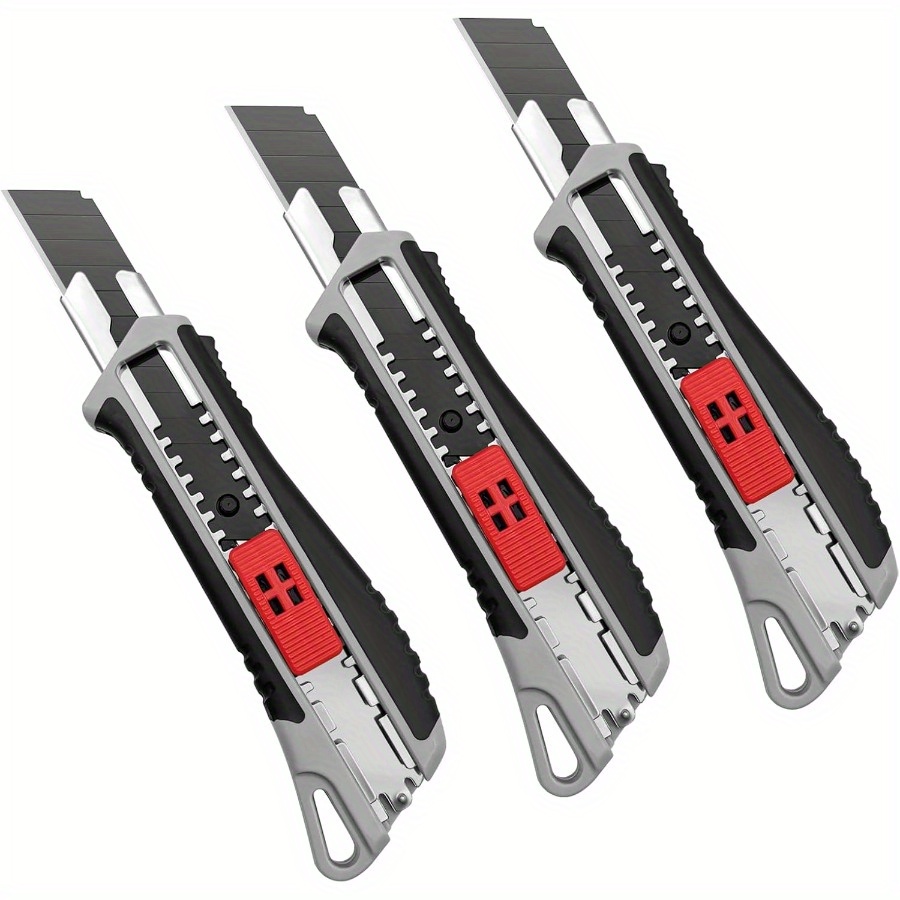 

Heavy Duty Utility Knife Retractable Knife Metal For Cutting Cardboard Fabric Drywall Rubber Pipes (3pcs)