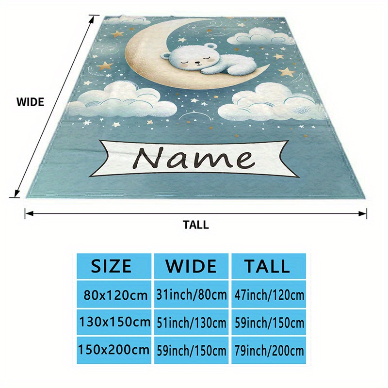 Custom Polyester Throw Blanket with Sleep Bear Design