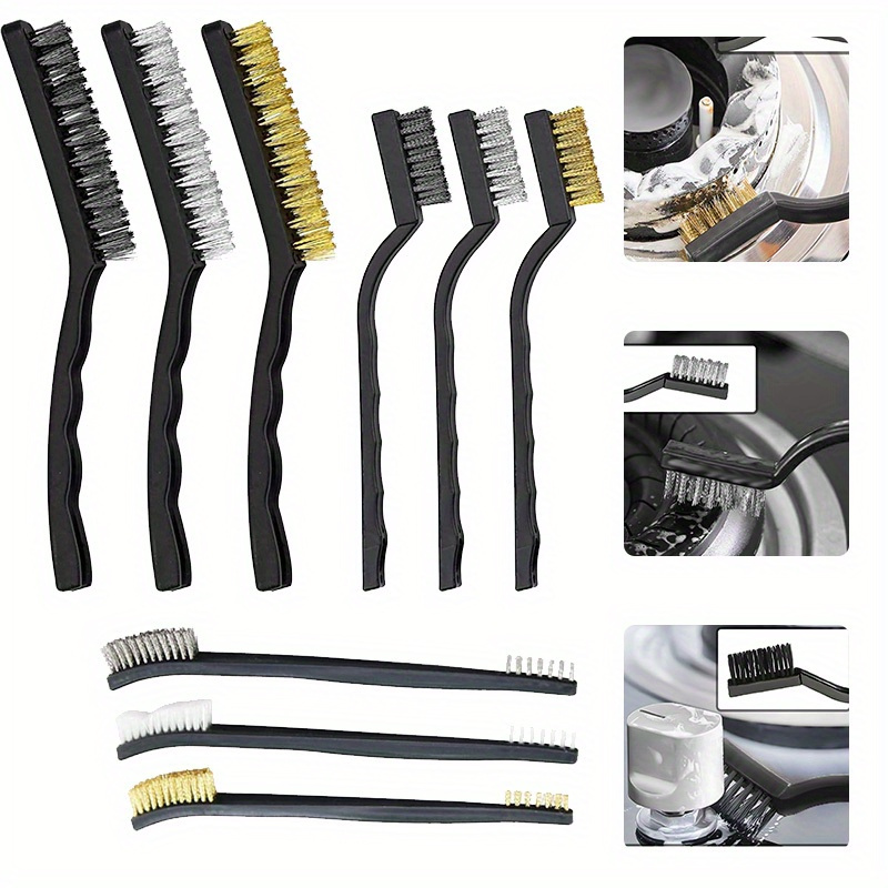 

9 Pieces Wire Brush Set For Cleaning Welding , Rust And Dust, Stainless Steel, Brass And Nylon