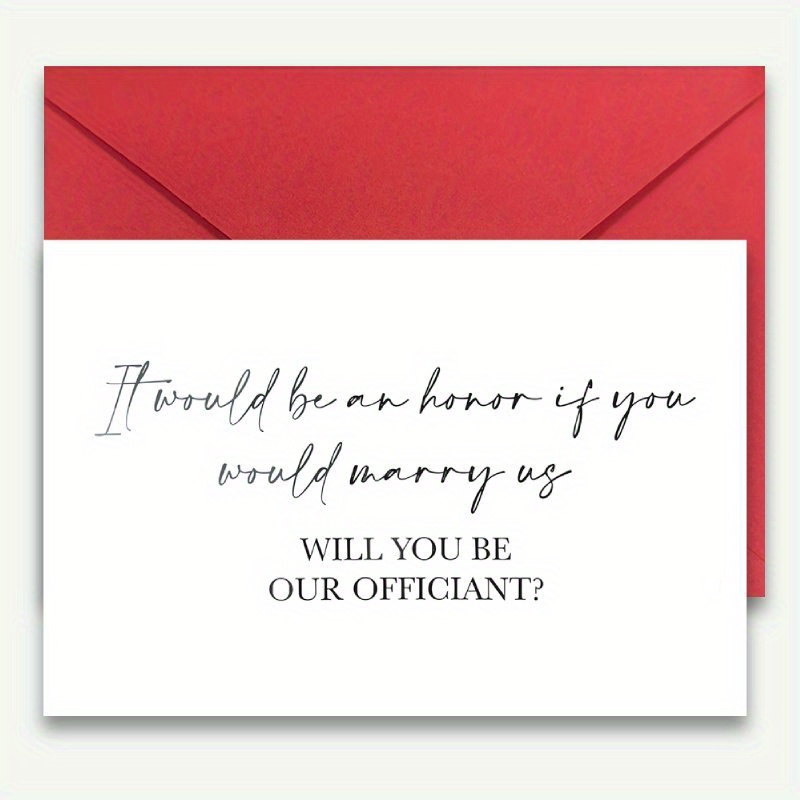 

Be Our Officiant" - Elegant Wedding Proposal Card With Envelope, Blank Inside For Message, Pastors &