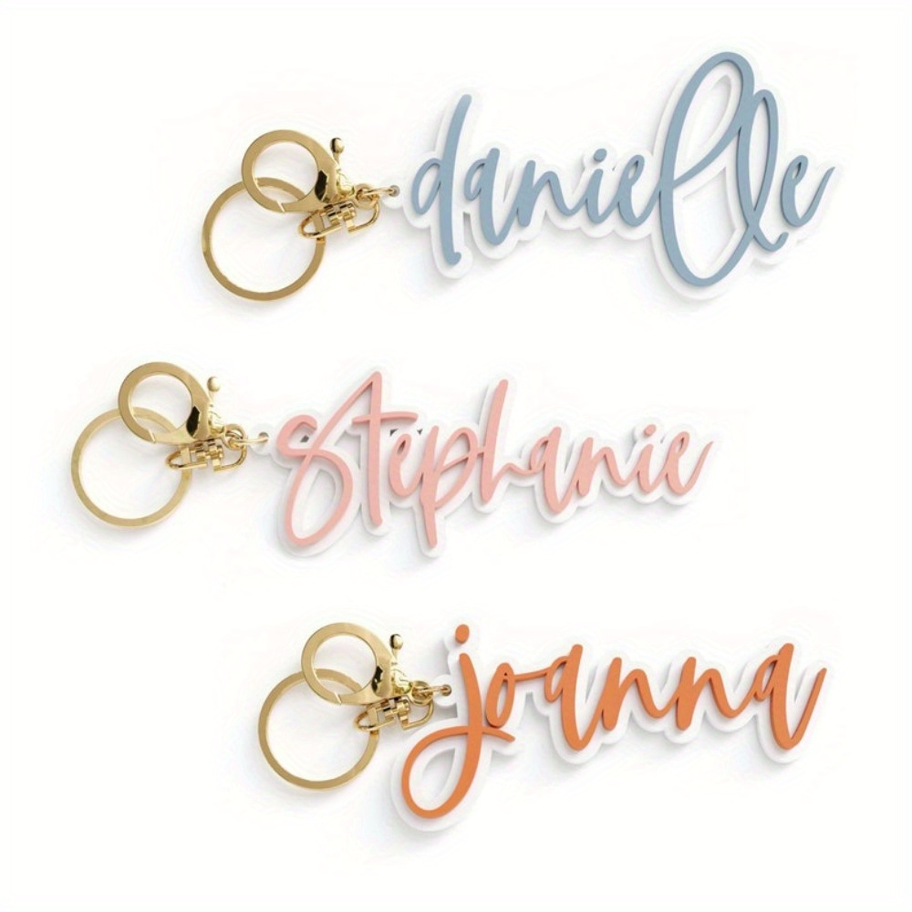 

Personalized Name Acrylic Keychain, Custom Name, Backpack Tag, Autumn And Winter, Lunch Box Tag, Bridesmaid Gift, Luggage , Retro, 3d, Diaper