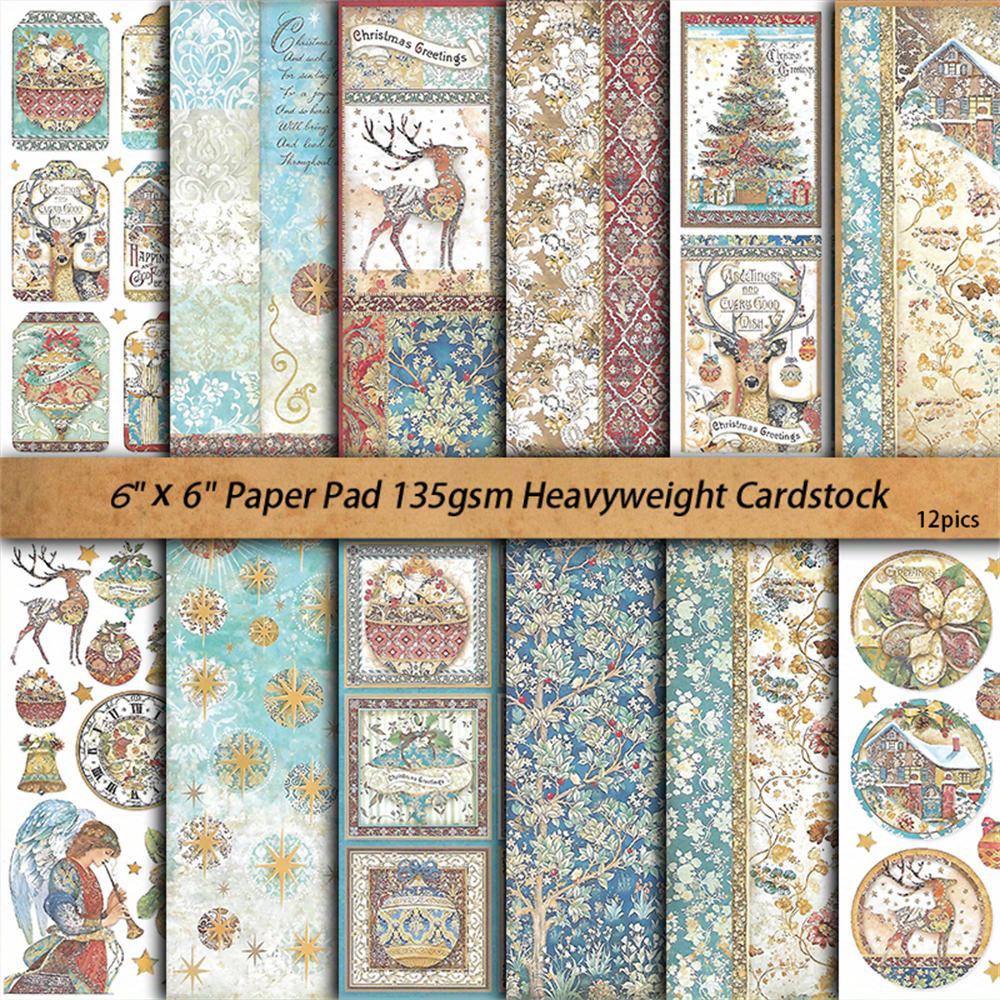 12sheets Large Size Christmas Wishes Retro Material Paper Journal Decoration Diy Tools Student Stationery Arts Crafts