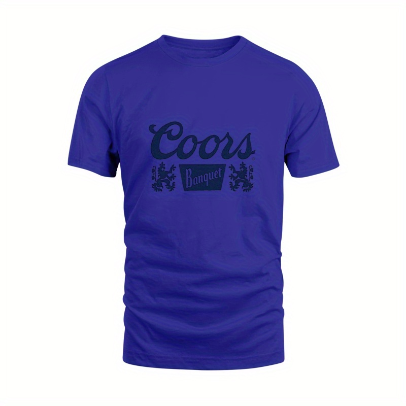 

Men's Coors Banquet Printed T-shirt, Summer Short-sleeve, Casual Knit Fabric, Polyester, Round Neck, Regular Fit, Adult Size, White