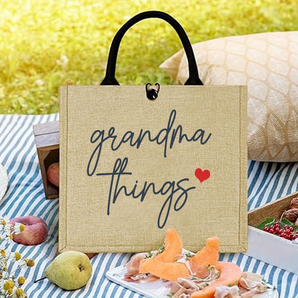 

Stylish Jute Tote Bag - Spacious, , And Water-resistant Handbag With Fixed Shoulder Strap For Effortless Shopping, Traveling, Picnics, And Parties - Perfect Gift Idea For Grandmothers