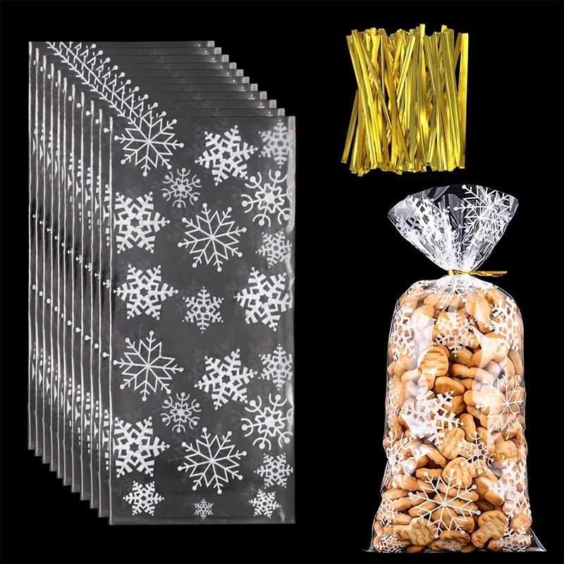 

Pack Polyethylene Cellophane Gift Bags With Design, Includes Golden Twist Ties, Clear Plastic Bags For Party Favors, Cookies, Candies - Celebrations And Eid Mubarak