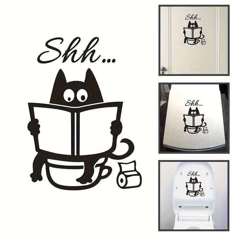 Image of 1pc Funny Toilet Sticker, Bathroom Door Toilet Seat Decoration Sticker, Removable Sticker, Non-adhesive Sticker, Aesthetic Home Decor, Home Essential, Fun Project