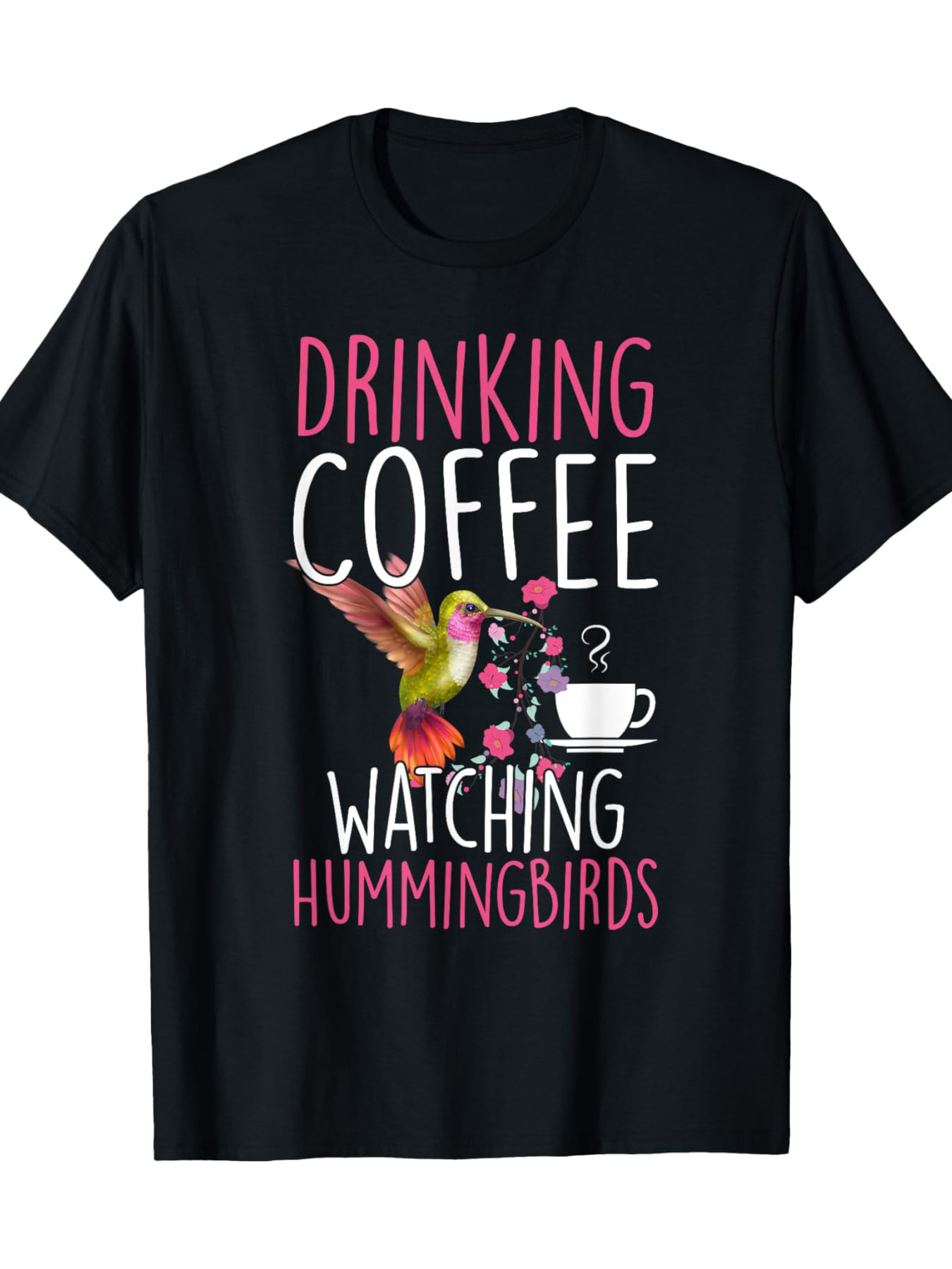 mens casual short sleeve t shirt black hummingbird drinking Temu