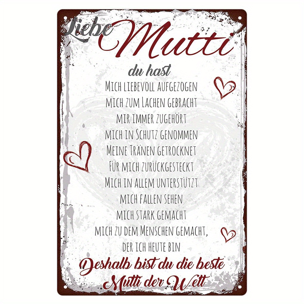 Image of 2d Flat - 1pc 2d Flat Metal Decorative Sign | Iron Metal Sign For Mum , Ideal Mother's Day Or Birthday Gift, Vintage Style 8*12inch/20*30cm Wall Plaque, Thank You Mom Appreciation Decor