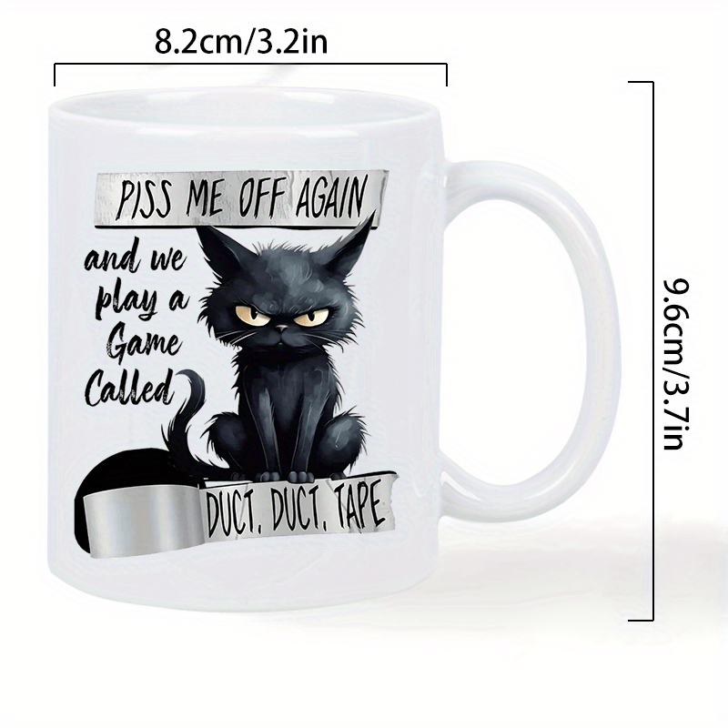 

Funny Duct Tape Cat Ceramic Mug - Insulated, Reusable Coffee Cup For Home & Outdoor Use, Hand-wash Only - Perfect Gift For Coffee Enthusiasts