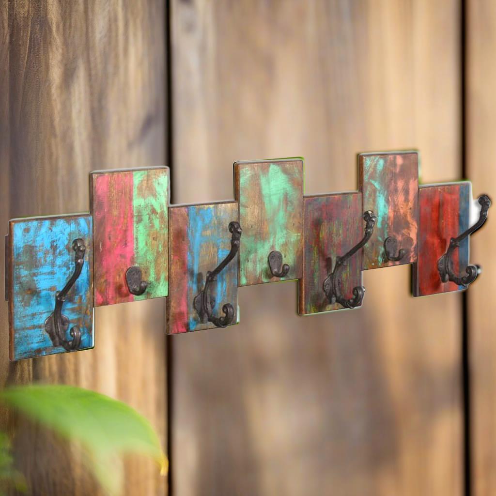 

Reclaimed Hanger With Hooks For Entryway And Home Organization