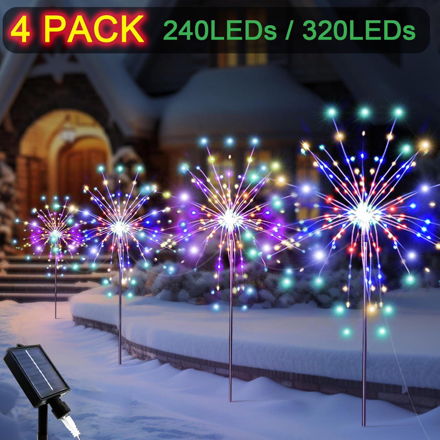 

4 Pack Solar Garden Lights, Lights, Decorative, 8 Lighting 240/ 320led Twinkling Waterproof Landscape Outdoor Decor, For Pathway Backyard Patio (/ Warm White)