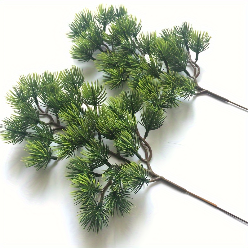 

4pcs Artificial Branches - Plastic Faux Pine Leaves For Christmas Decor, Diy Crafts, And Home Office Decoration - No Battery Required