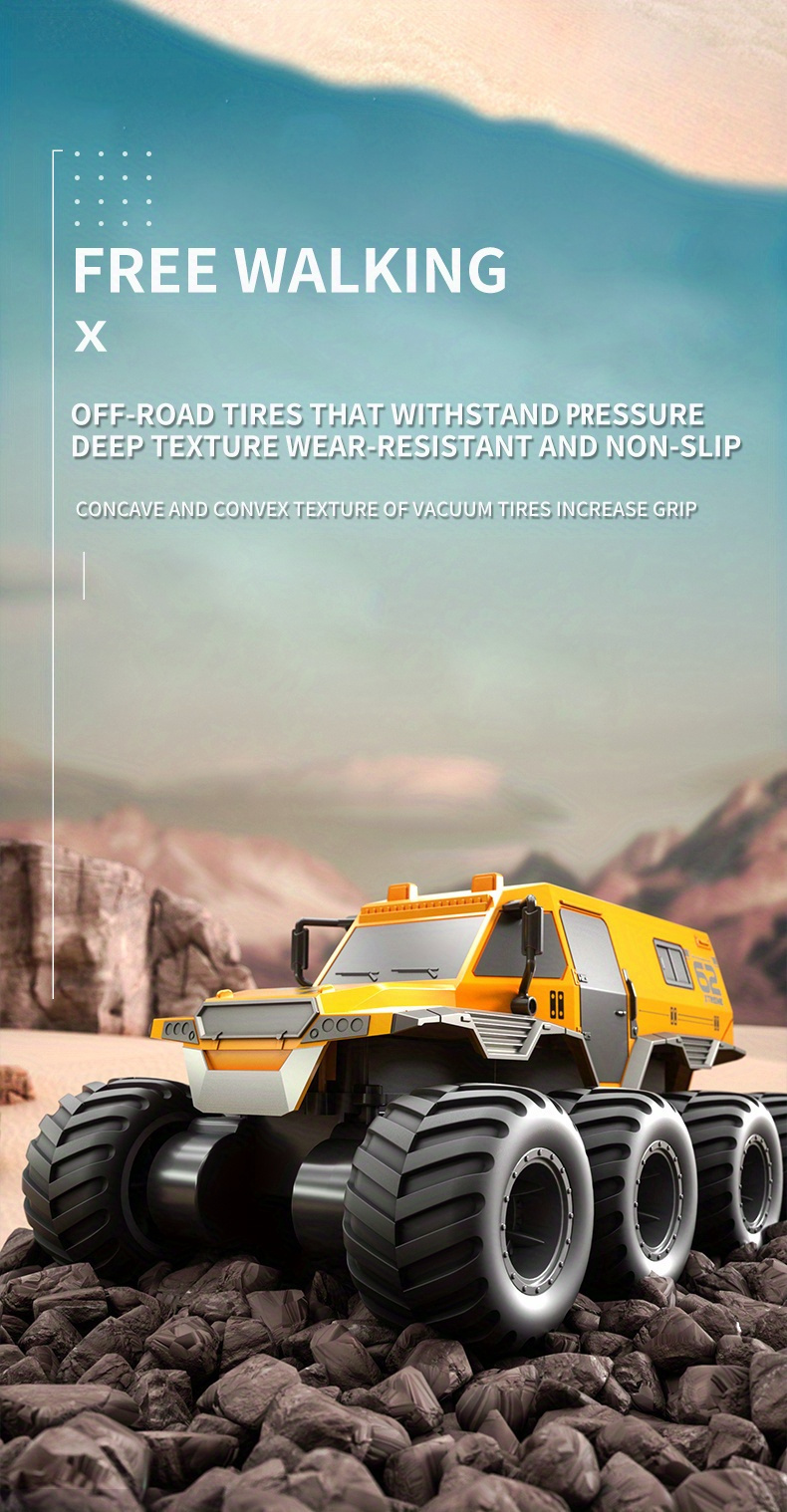 Four Motor, Eight Wheel Drive, Eight Wheeled Off-Road Armored Climbing Remote Control Vehicle, Amphibious, Oversized Body, Strong Power, Christmas, Halloween, Thanksgiving