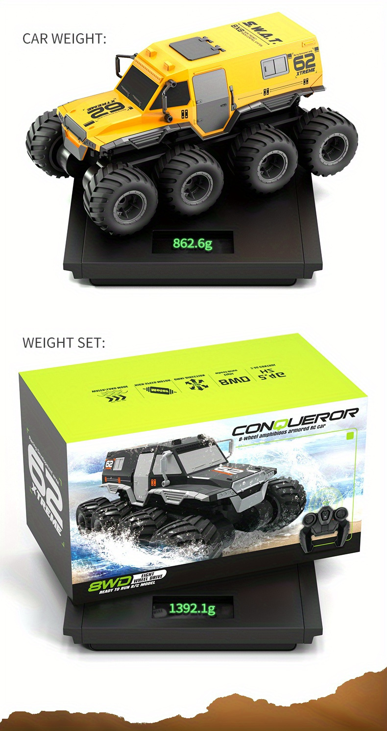 Four Motor, Eight Wheel Drive, Eight Wheeled Off-Road Armored Climbing Remote Control Vehicle, Amphibious, Oversized Body, Strong Power, Christmas, Halloween, Thanksgiving