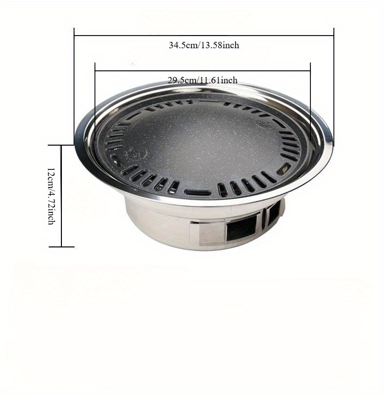 6 piece korean bbq grill set stainless steel charcoal tabletop grill round commercial grade portable grill for outdoor use with accessories details 3