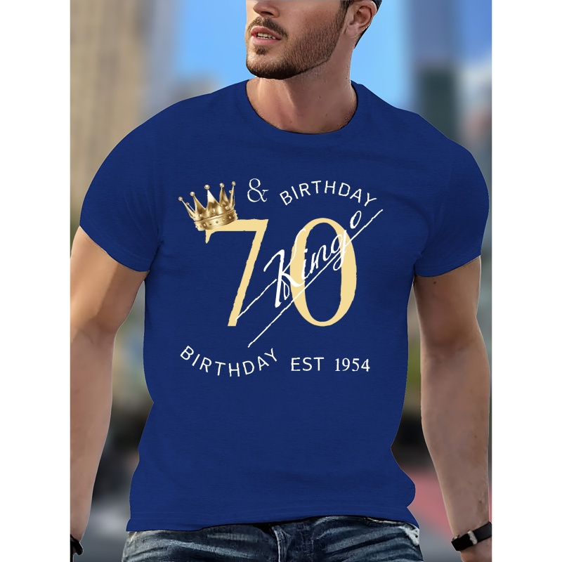 

Men's 70th Birthday Celebration Tee - Casual Short Sleeve, Polyester, Machine Washable - Summer Fashion