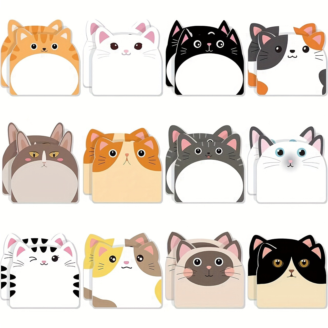 

6-pad Cat-themed Notes Set - , Reusable, And Removable For Journaling, Office Use, And Creative - Cat Lovers And Stationery Enthusiasts