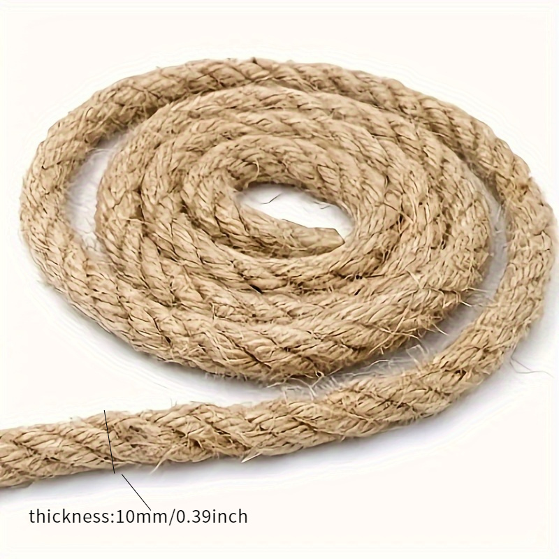 (5 Meters Length) 10mm Thickness Coarse Hemp Rope Natural Hemp Rope, Suitable For Crafts, Pendant Rope, Railing Decoration, Gardening Rope, Binding Rope, Weaving Rope