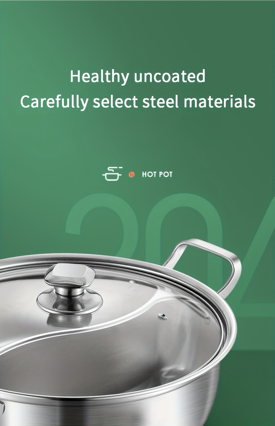 stainless steel   12 6inch dual boiler chinese hot pot set compatible with induction cookers thickened divided flavor cooking pot with dual   details 3