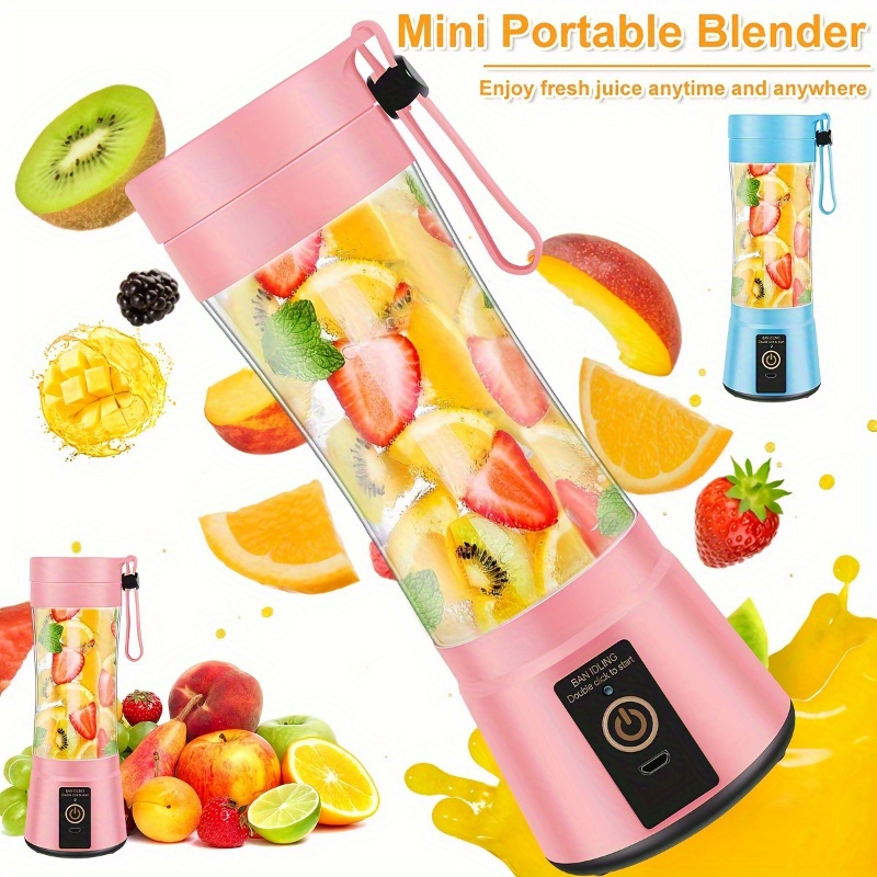 1pc batidora portátil para el hogar con 6 cuchillas, mini exprimidor eléctrico recargable usb para hacer  , batidos, smoothies y leche   en mini vasos para  . 5