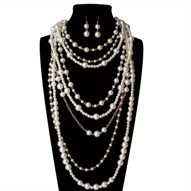 Chic Boho Layered Imitation Pearl Long Necklace Perfect