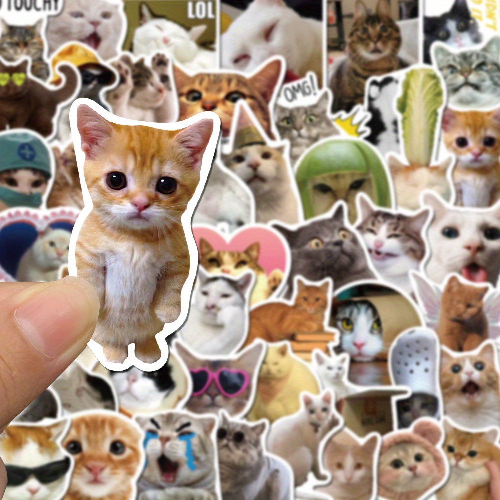 

100pcs Funny Cat Stickers Set, Creative Diy Self-adhesive Decals For Decorating Water Bottles, Laptops, Skateboards, Guitars, Luggage, Helmets, Cameras, Notebooks - Paper Material