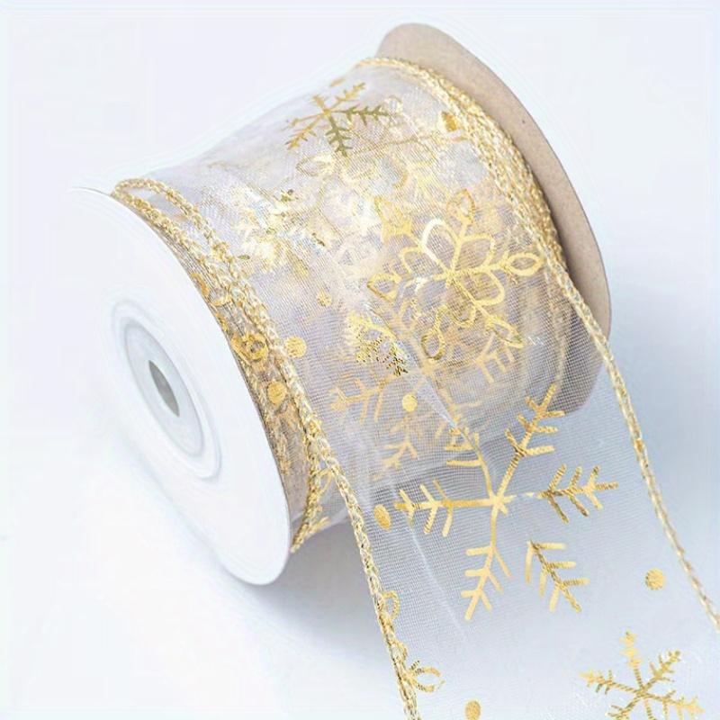 

Hot Golden Chiffon Ribbon With Design, Lace Organza, Folded , For Christmas, Birthday, Wedding, Cake, Dress, Hair Accessories, Gift Wrapping, Door & Window Decoration, Crafts & Sewing Supplies