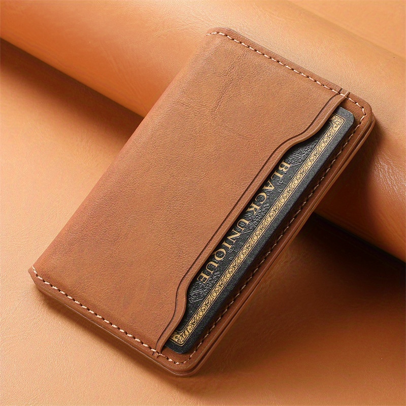 

Faux Leather Magnetic Card Holder Wallet With Technology For Iphone 12-16 - Slim Id Case With