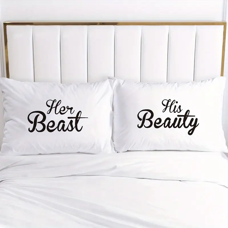 2pcs soft cozy white couple throw pillow covers mr mrs script with red 18x18 inch polyester decorative pillowcases for living room bedroom sofa machine washable no insert included pillows for couch Product details 9