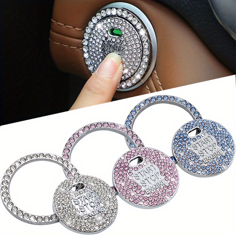 

1pc Alloy -embellished Car /stop Button Cover, Universal Bling Ignition Push Start Decorative Ring Accessory, Uncharged - Fits Models