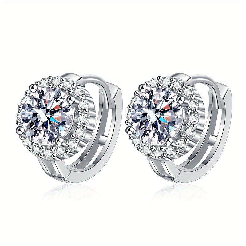 

2ct Moissanite Round Stud Earrings Women Halo Earring S925 Gifts Fine Jewelry For Women Men Girls