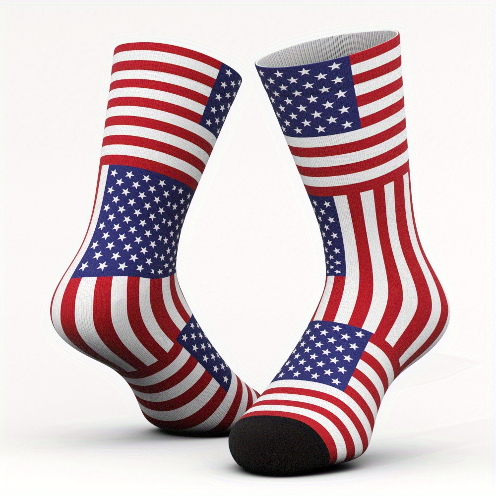 

Pattern 1 Pair Men's Mid-calf Socks, Breathable Comfy Casual Sports Socks For Basketball Running