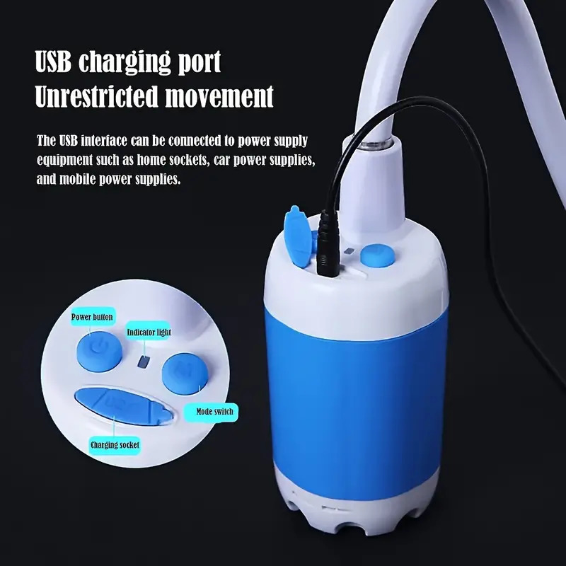 chuveiro elétrico portátil 2- para e rv com cabeça de chuveiro e escova de massagem de limpeza em silicone, bateria de capacidade de 5000mah com carregamento usb que ser usada por muito tempo, de dormitório, caminhadas, banho de animais de estimação, lavagem de carro detalhes 5
