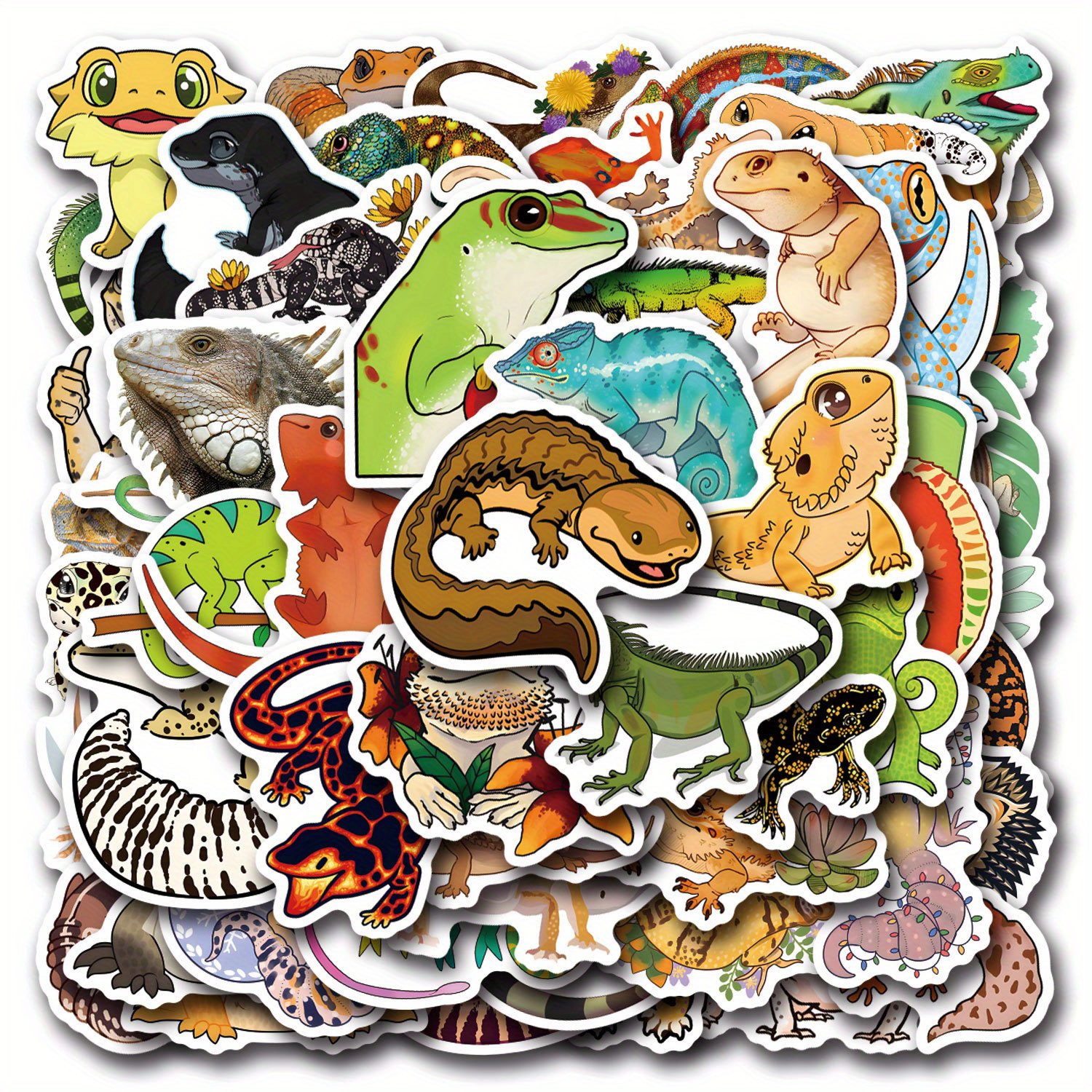 

110pcs Pvc Waterproof Lizard Stickers - Reptile Decals For Scrapbooking, Phone, Laptop, Notebook Decoration - Assorted Reptile Graffiti Stickers For Gifts And Holiday Decor