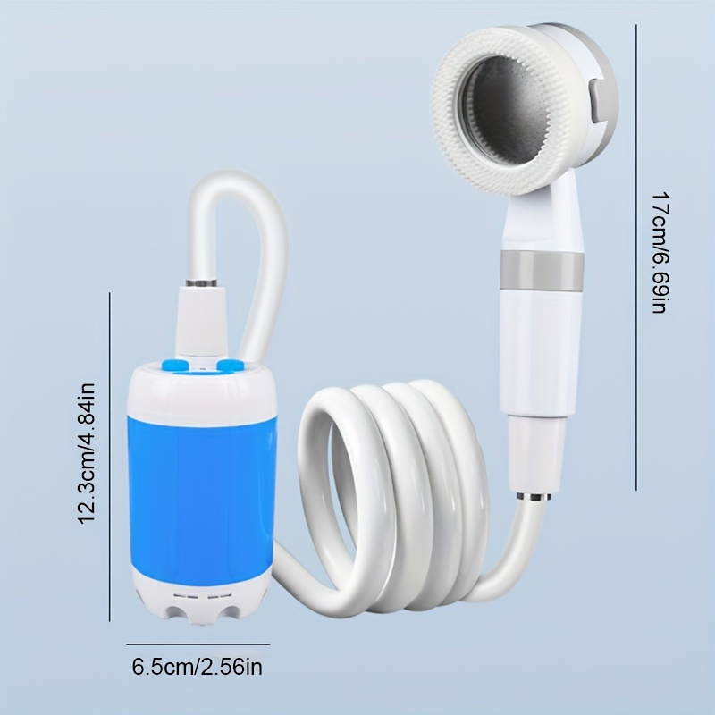 chuveiro elétrico portátil 2- para e rv com cabeça de chuveiro e escova de massagem de limpeza em silicone, bateria de capacidade de 5000mah com carregamento usb que ser usada por muito tempo, de dormitório, caminhadas, banho de animais de estimação, lavagem de carro detalhes 3