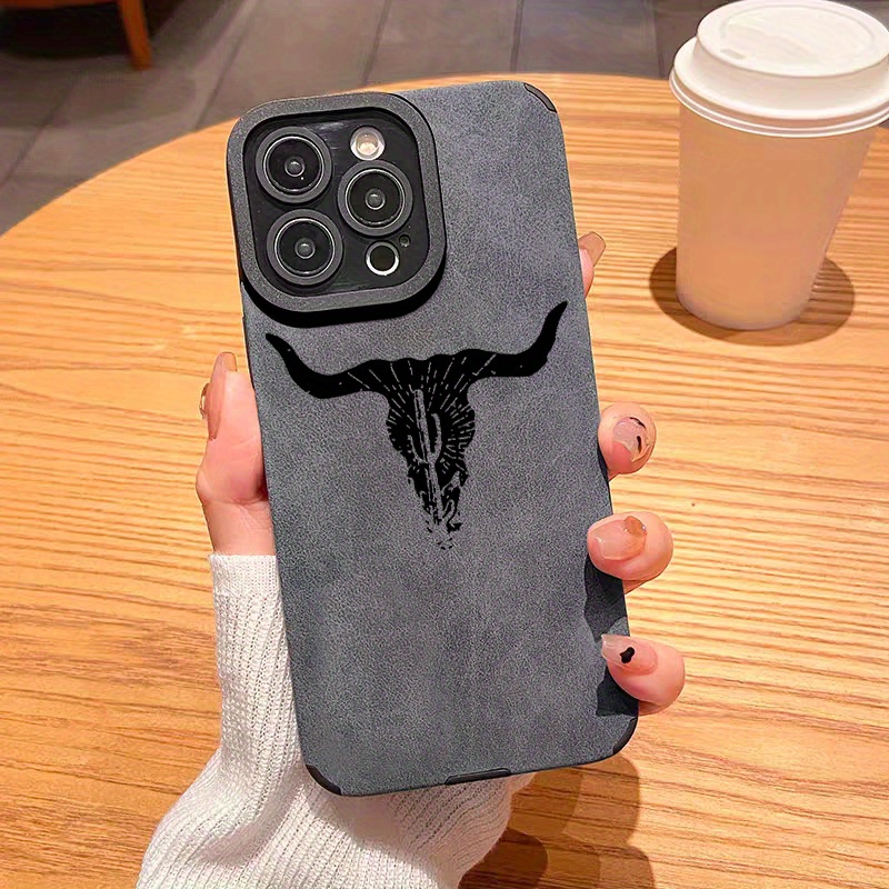 TEMU Phone Case: For Iphone 16 Luxury Black Cattle Pattern Phone Case For Iphone 15 13 11 14 12 Pro Max Xr Xs 8 7 Plus Shockproof Soft For Man Men