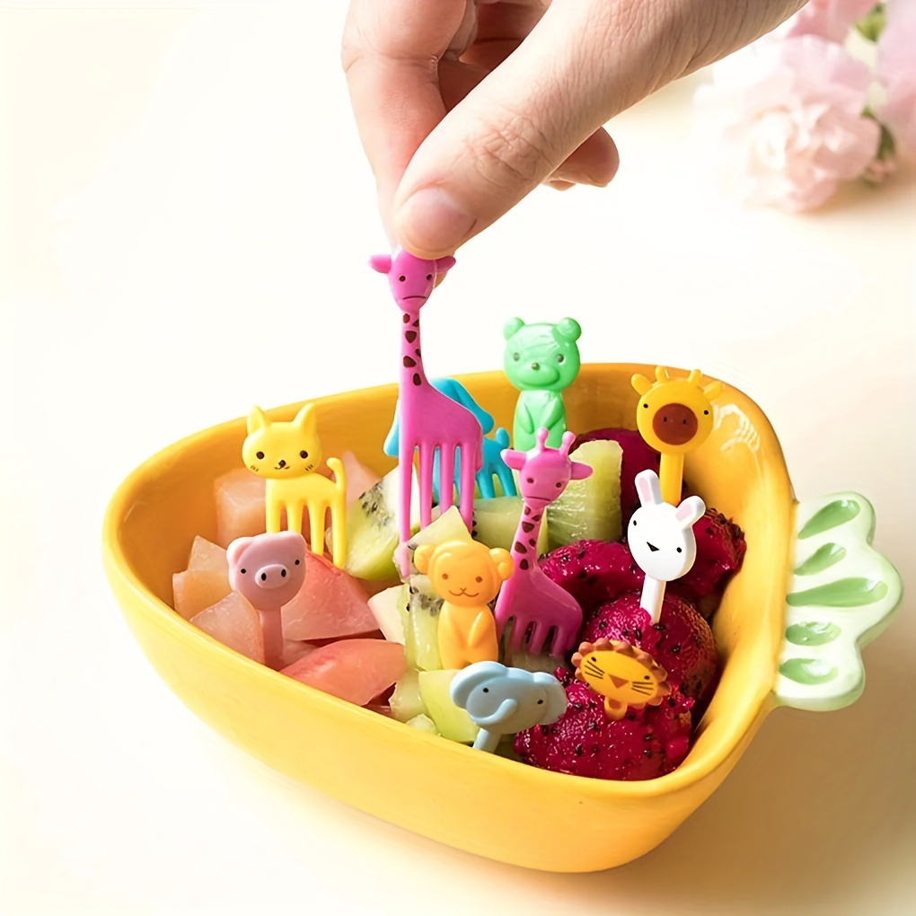 10pcs set random color cute high quality animal fruit fork christmas party cartoon fruit fork set reusable snack cake dessert food fork