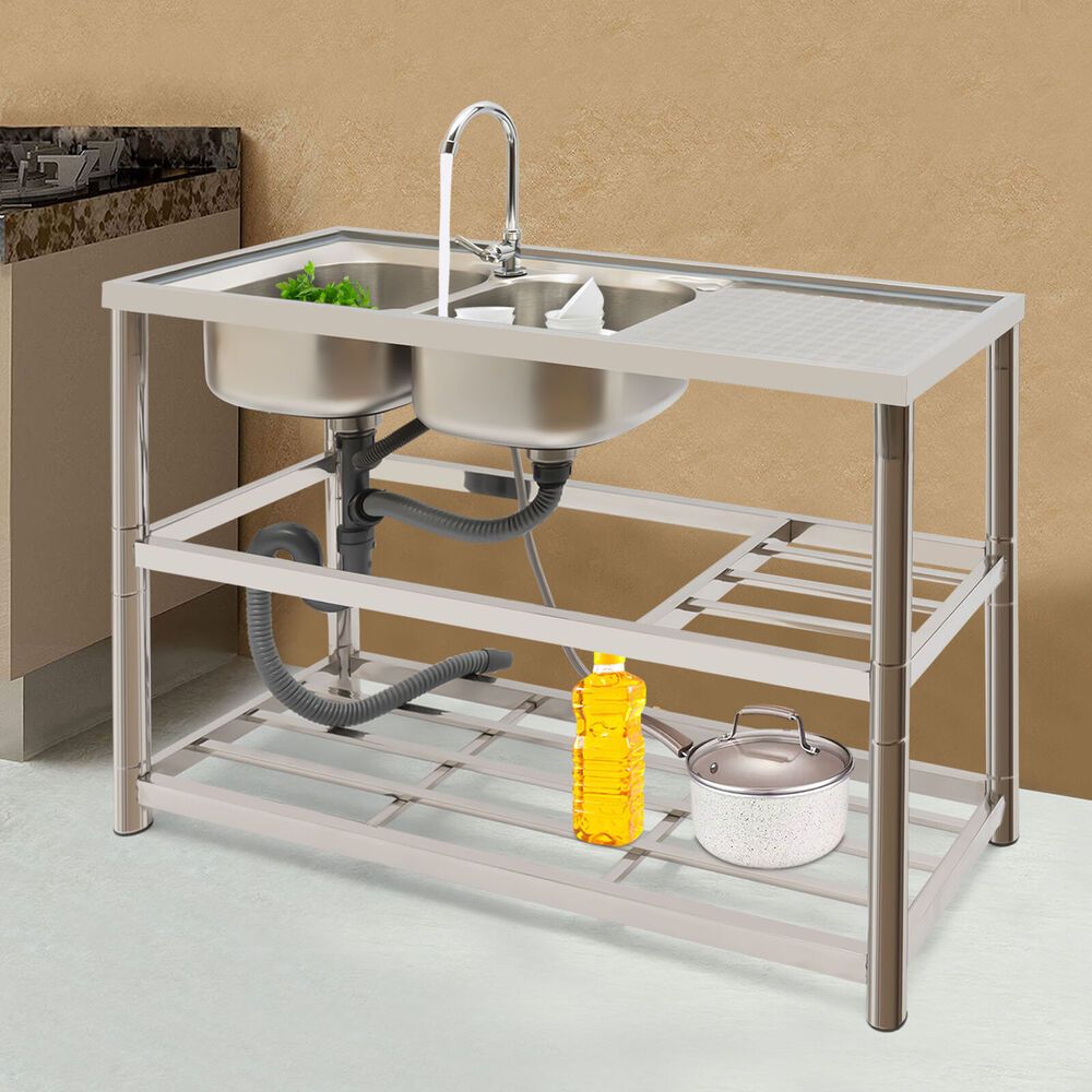 

Stainless Steel Sink (120 Left Double Basin -layer + Single Faucet)