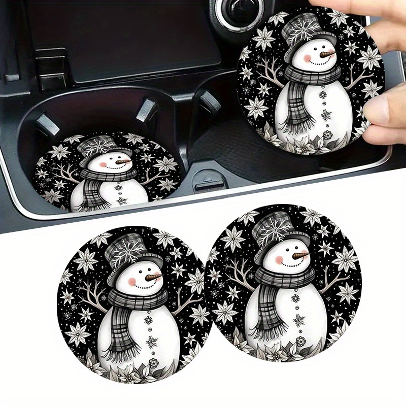 

2pcs Christmas Snowman Car - 2.75" , -slip & Shockproof, For Interiors &