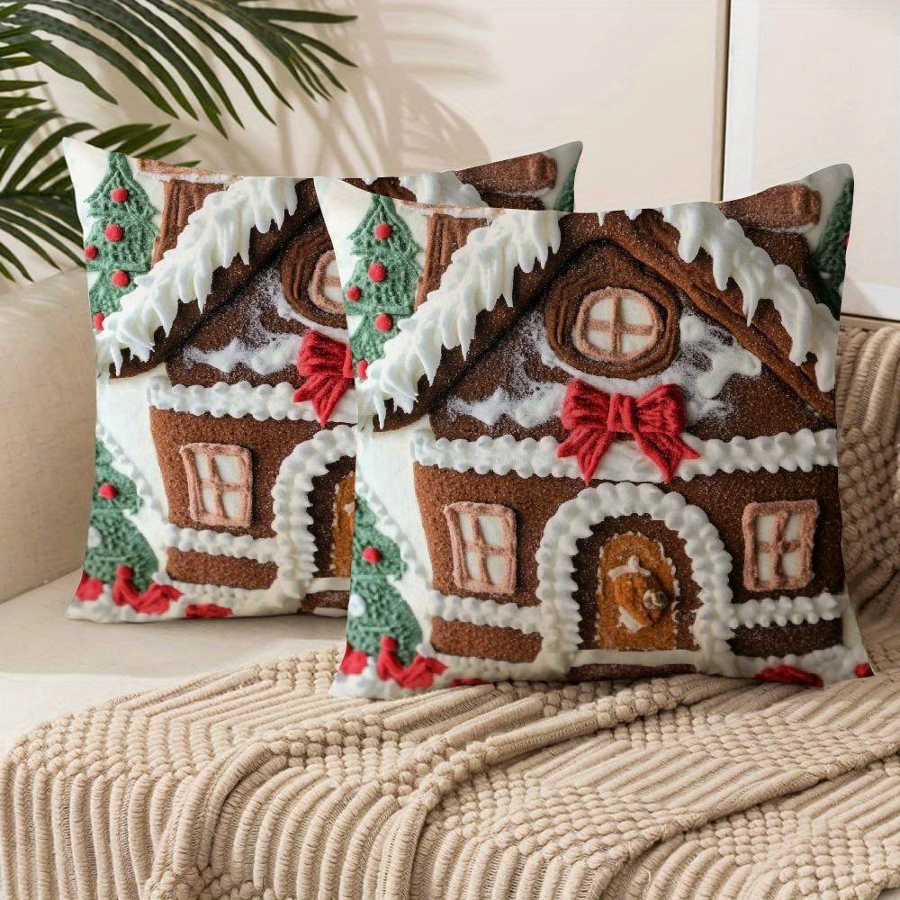 

Ynzllo0orf Christmas Throw Pillow Covers, Style Polyester Cushion Cases With Hidden Zipper, Machine Washable, Woven Weave For Room Types, Decor For Sofa, Caravans