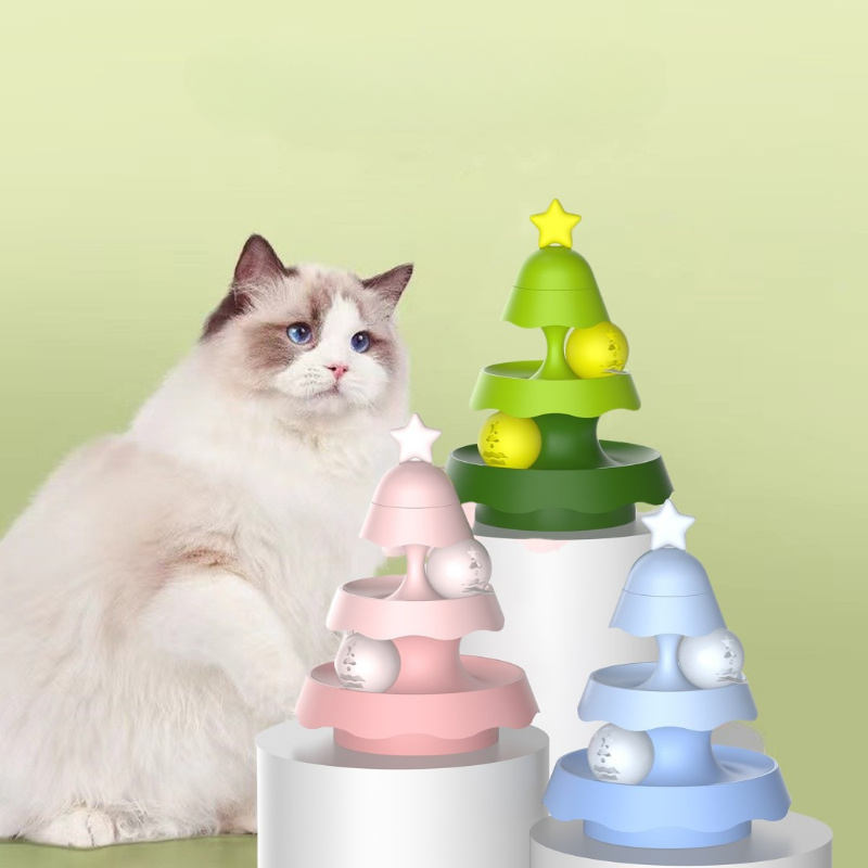 

Tour de Chat Mini de de Noël à 3 Niveaux avec Cloches - Jouet Interactif pour Jeu et Exercice pour Chats, Matériau ABS