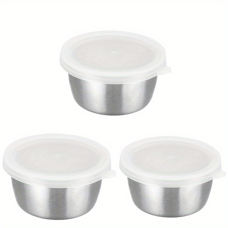 TEMU 3pcs Dressing Containers With Lids, Small Leakproof Reusable Stainless Steel Salad Dressing Container To Go For Lunch Boxes, Sauce Containers,