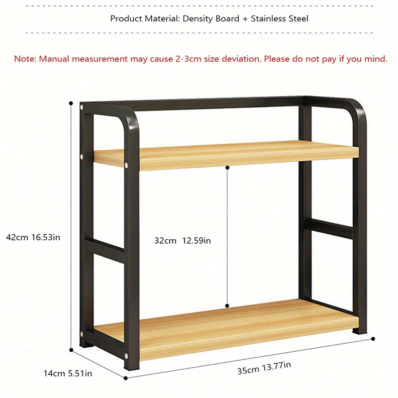 TEMU 2-tier Metal Spice Rack & Dumbbell Storage Shelf - Black Countertop Organizer For Kitchen, Coffee Bar, Or Gym Essentials (35x14x42cm), Kitchen